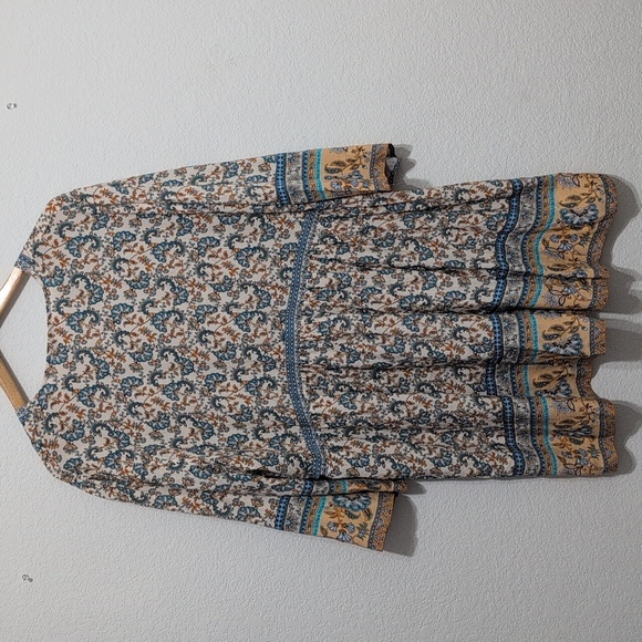 NorthStyle Floral Bohemian Tunic Dress Size 1X Blue And Gold - Picture 6 of 10